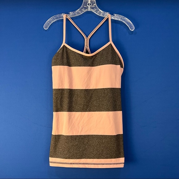 Lululemon Power Y Grey Mauve Striped Tank Size 10 - Picture 2 of 5